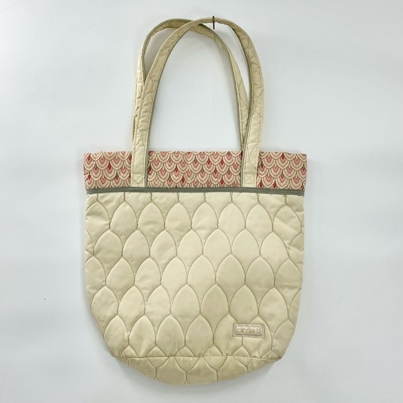 Cinda B Nylon Quilted Neutral Cream Bucket Tote Bag Made in USA Casual Everyday - Picture 1 of 8